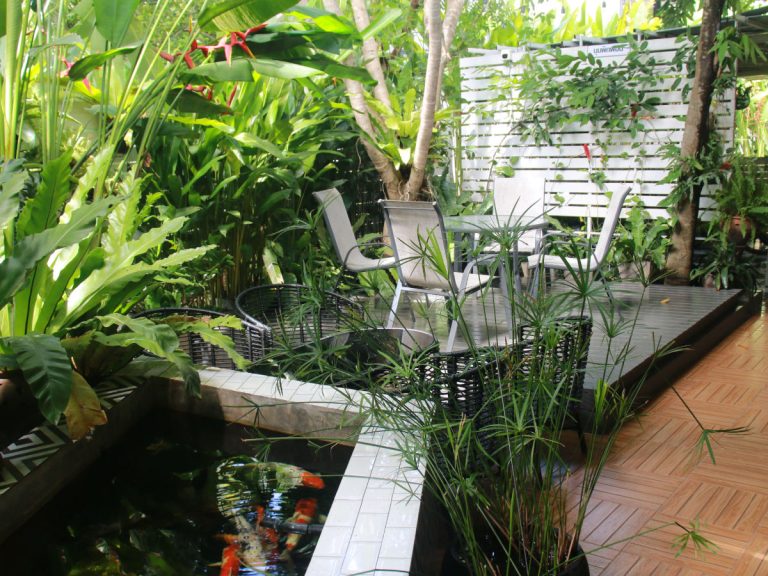 Shaded dining table for cooler weather