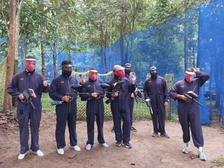 Adventurous One Step residents get ready to enter paintball zone