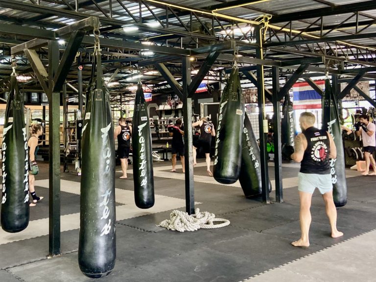 Informal training session with punchbags