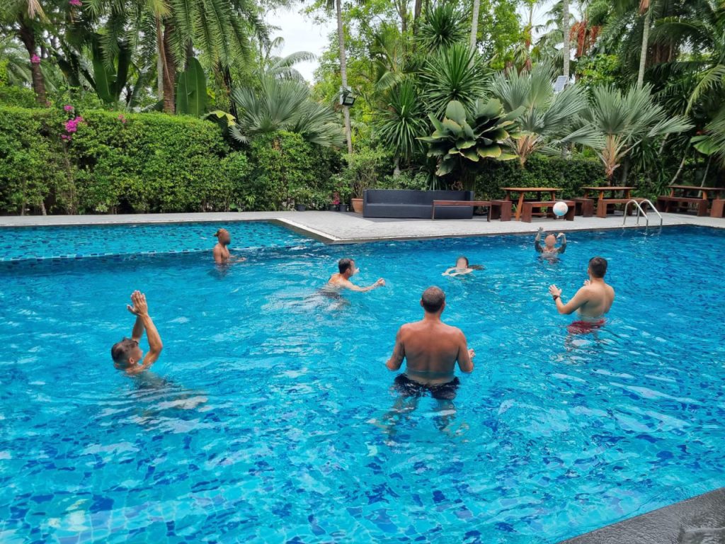 Pool volleyball at rehab in Chiang Mai