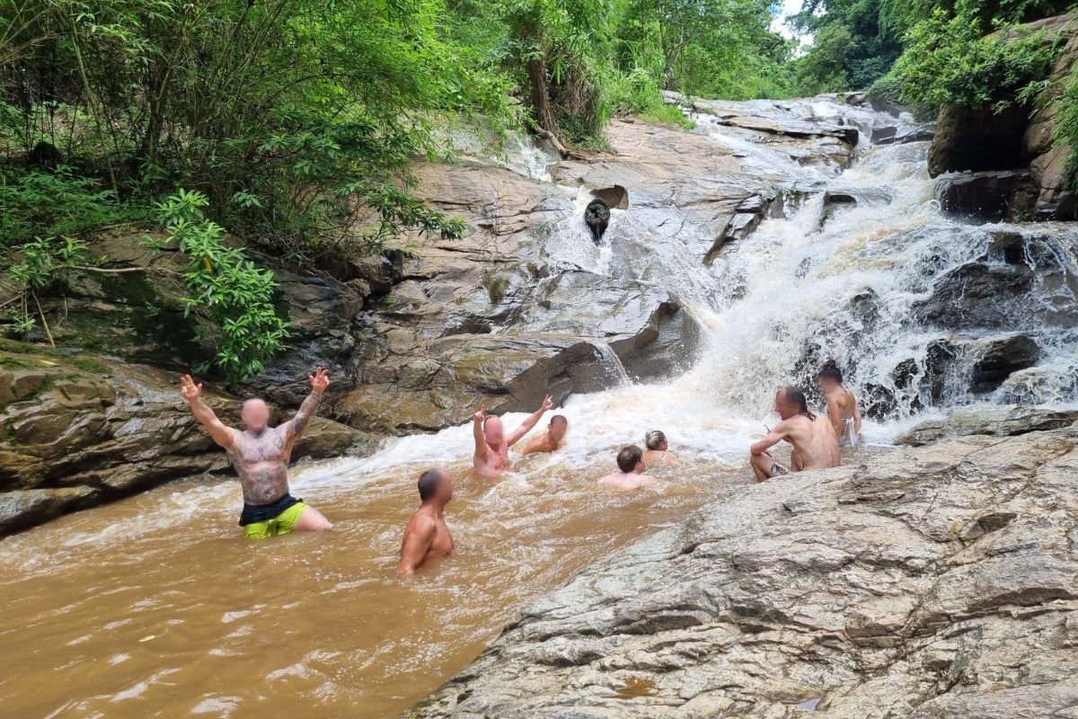 A fun day at the waterfall in Chiang Mia province