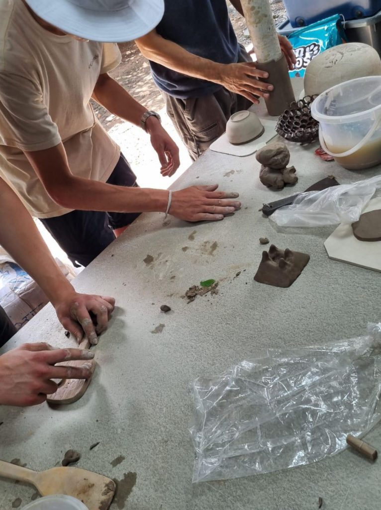 Pottery class during an excursion