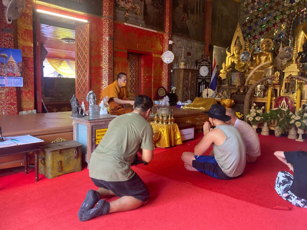 Buddhist monk ceremony during a temple excursion
