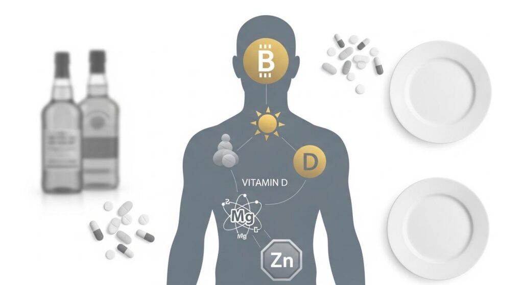 Visual representation of nutrient depletion caused by substance abuse.