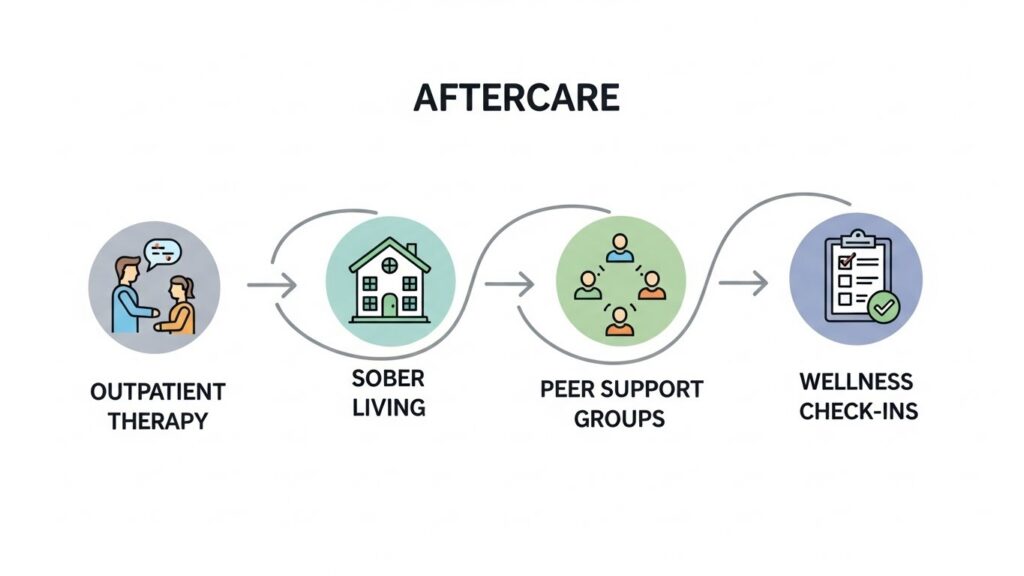 Aftercare journey illustrated as a roadmap for sustained sobriety