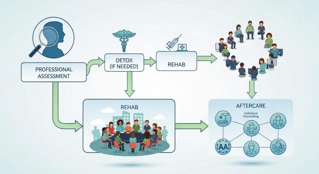 Decision guide for alcohol detox versus rehab
