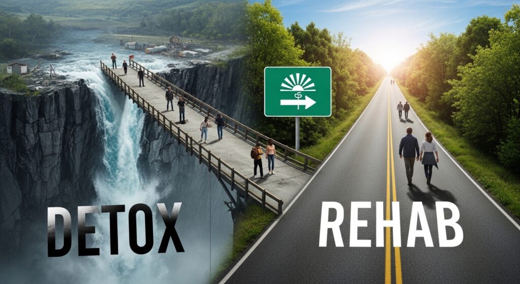 Detox alone versus detox followed by rehab for recovery