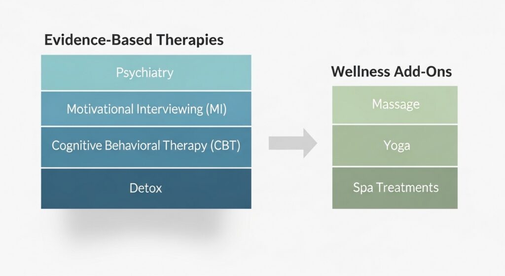 Comparison of evidence-based addiction therapy and wellness add-ons