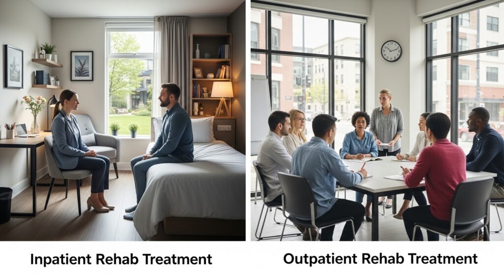 Comparison of inpatient and outpatient addiction treatment structures