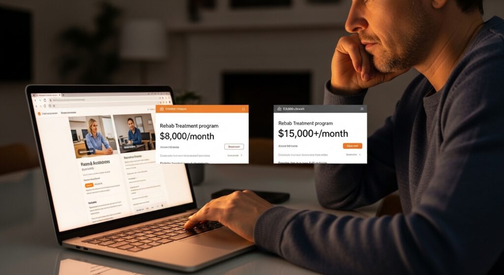 Comparison of services included at different rehab price points