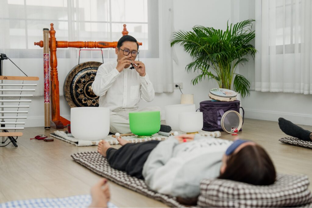 Holistic therapy and mindfulness session supporting behavioural addiction recovery
