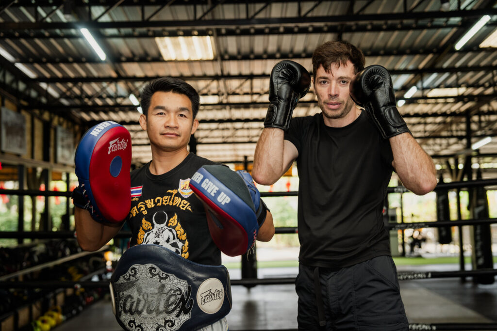 Muay Thai boxing training at One Step Rehab Thailand