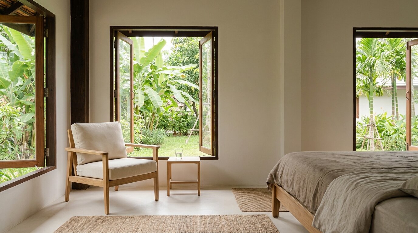 Calm residential treatment room representing structured cocaine use disorder rehab in Chiang Mai