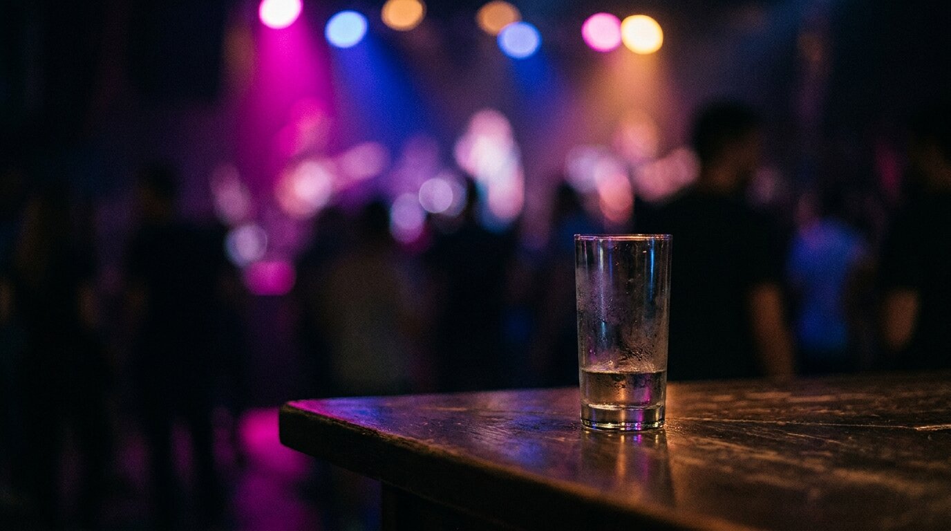 Unfocused club scene at night representing the unmonitored recreational ketamine setting
