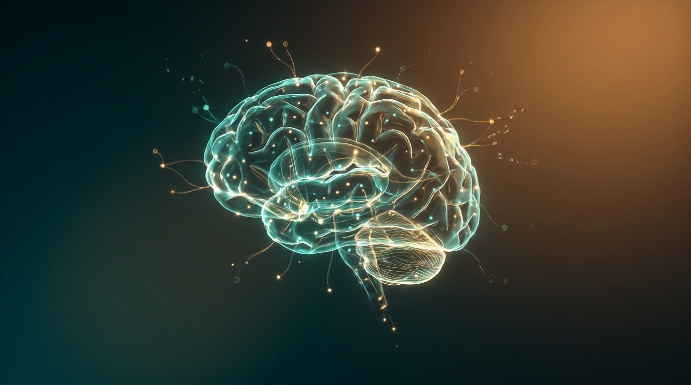 Conceptual illustration of brain cognitive decline from chronic ketamine abuse