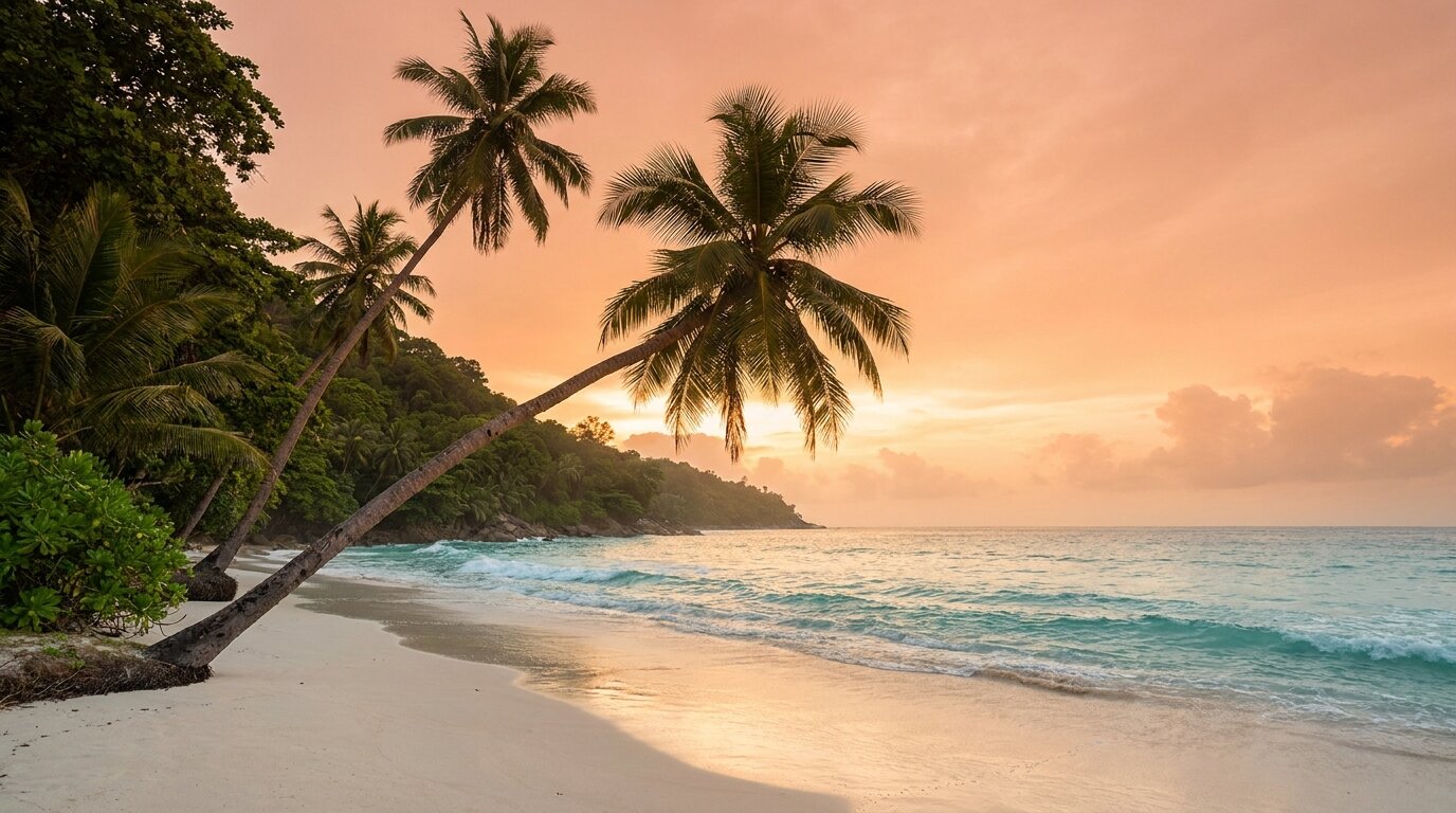 Quiet Phuket beach cove at sunset illustrating the resort-wellness setting for rehab in Phuket