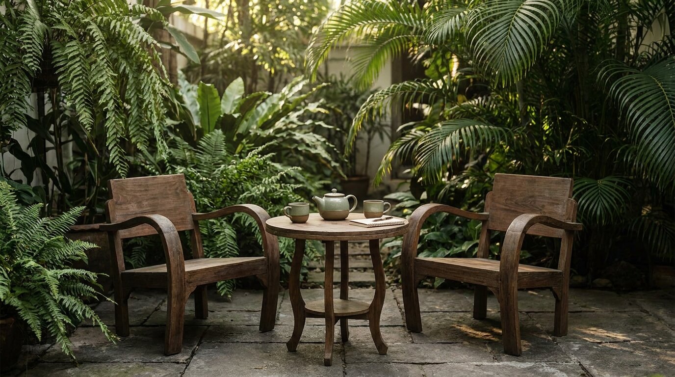 Quiet garden setting suitable for a private conversation about a loved one's ketamine use