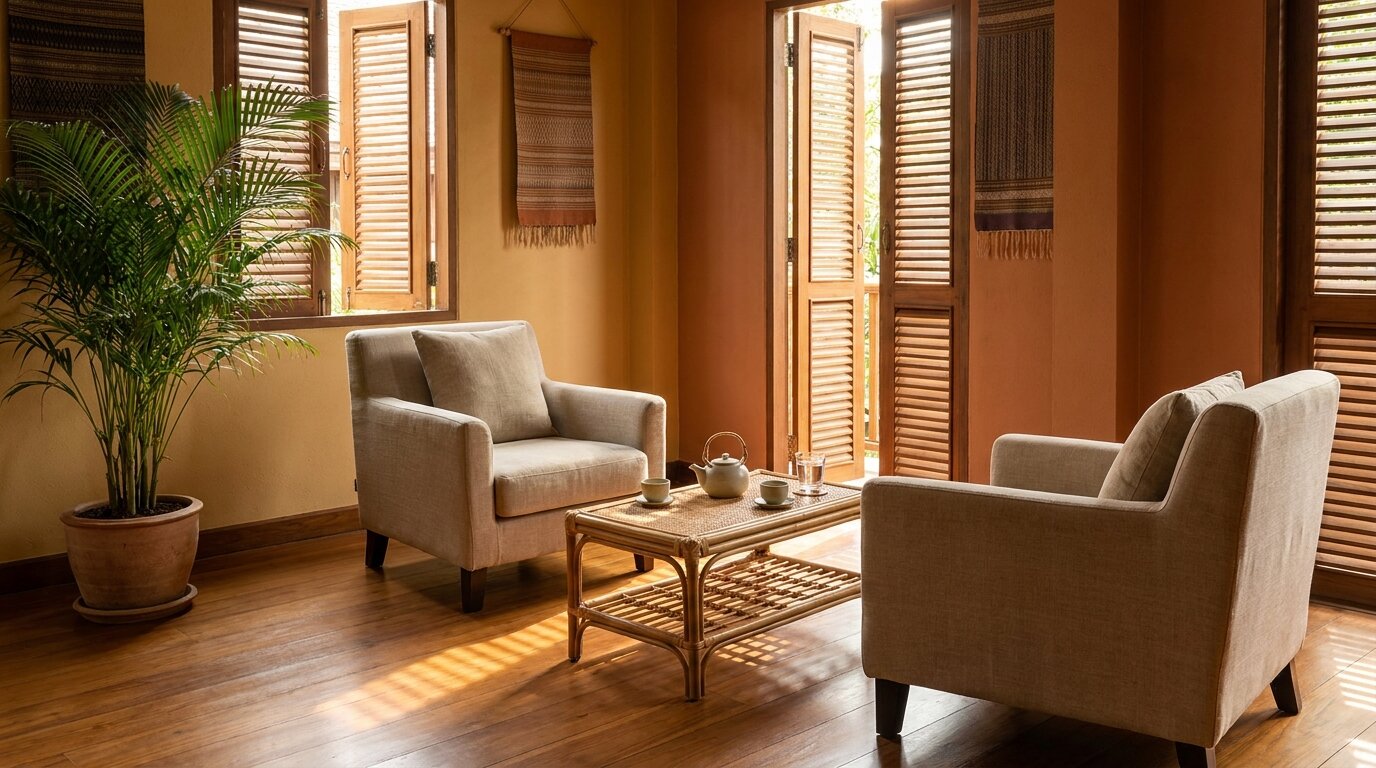 Calm residential therapy room representing cocaine treatment at One Step Rehab