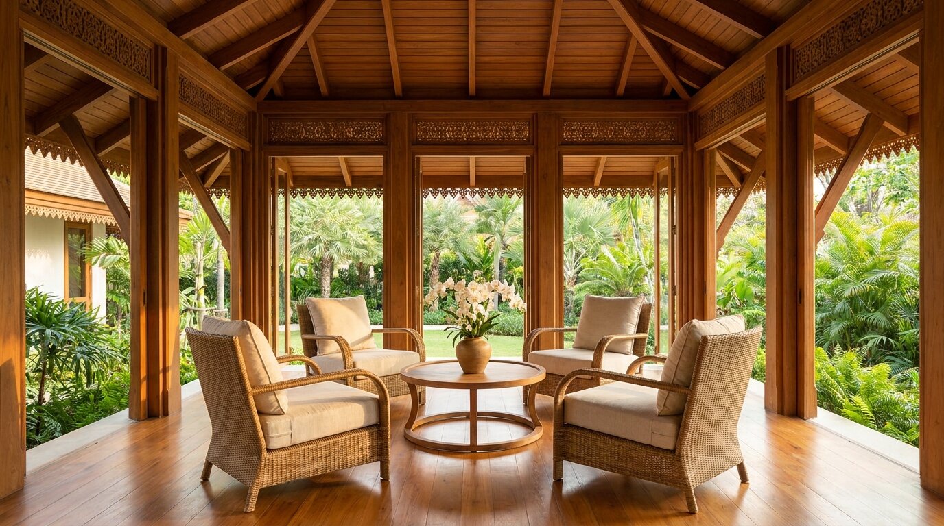 Open-air Thai therapy pavilion used for supportive cocaine withdrawal care