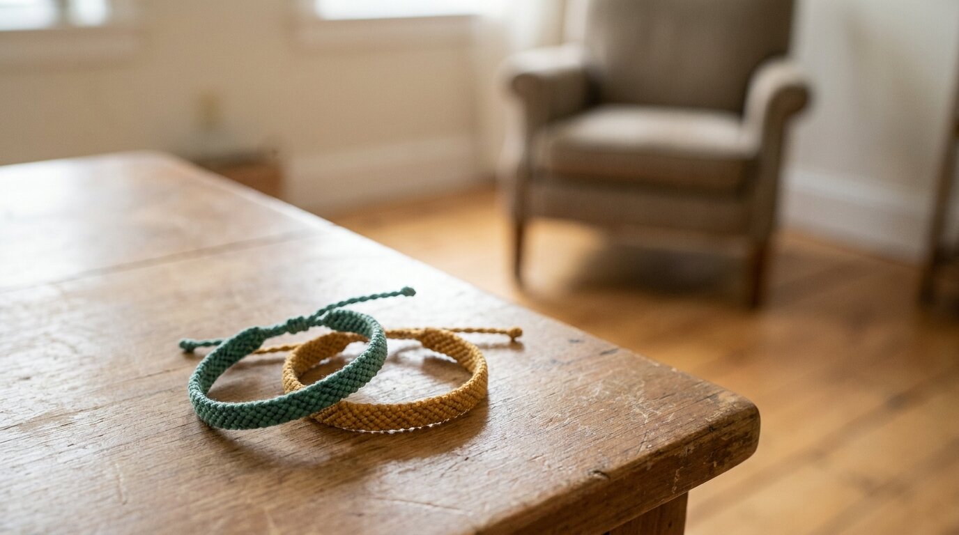 Two intertwined bracelets representing how eating disorders and substance use disorders overlap