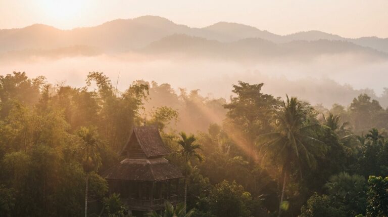 EMDR for addiction — Chiang Mai mountain landscape at sunrise representing trauma healing and recovery