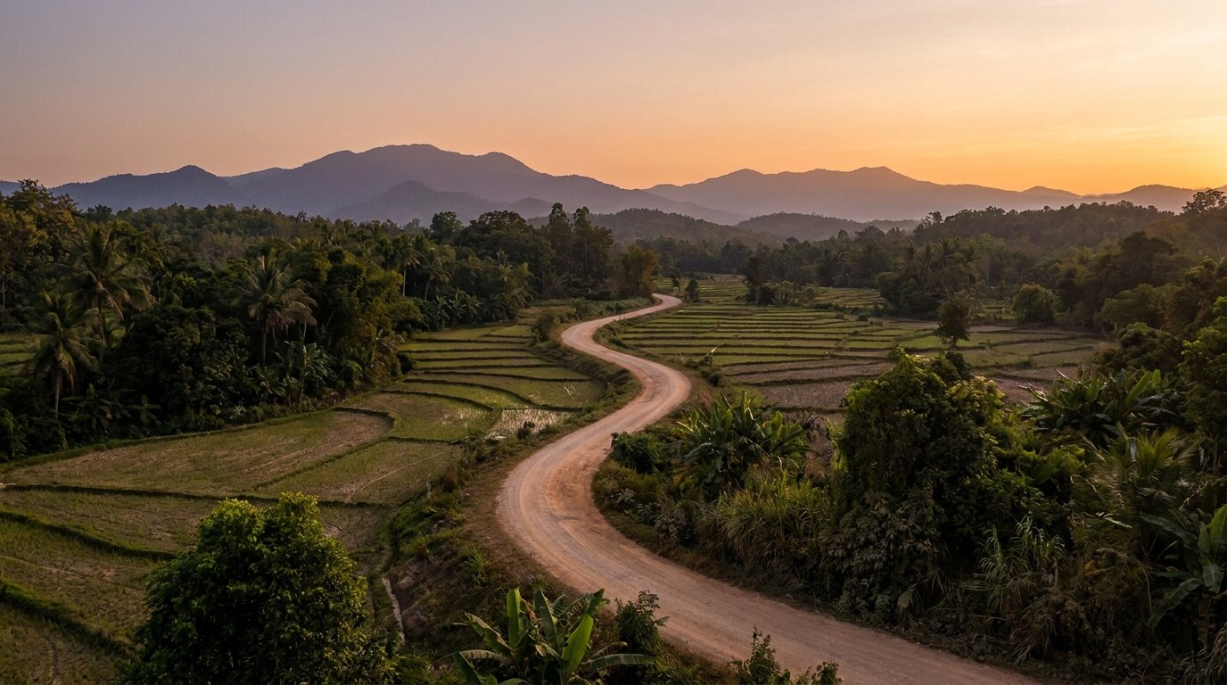 Inpatient substance abuse rehab environmental reset — rural Thailand landscape