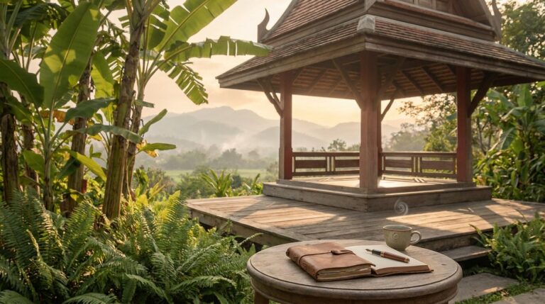 Tropical Chiang Mai garden representing planning for inpatient treatment abroad