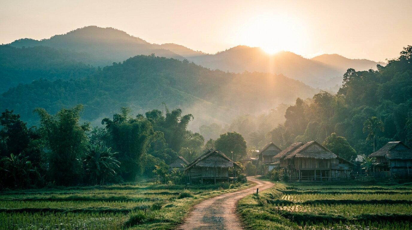 Chiang Mai countryside sunrise representing residential rehab break from work environment